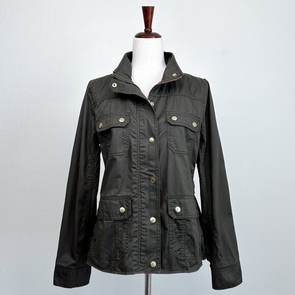 J. Crew Downtown Field Waxed Military Green Utility Jacket - Picture 1 of 13